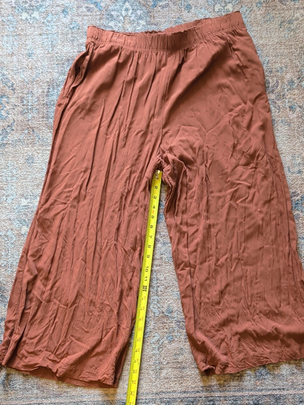 H&M Women's Wide-Leg Pull-On Pants in Rust Brown